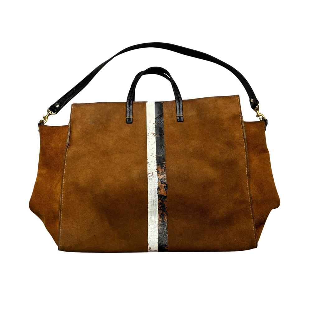 Clare V. Simple Tote Suede Stripe Messenger Tote Shoulder Bag